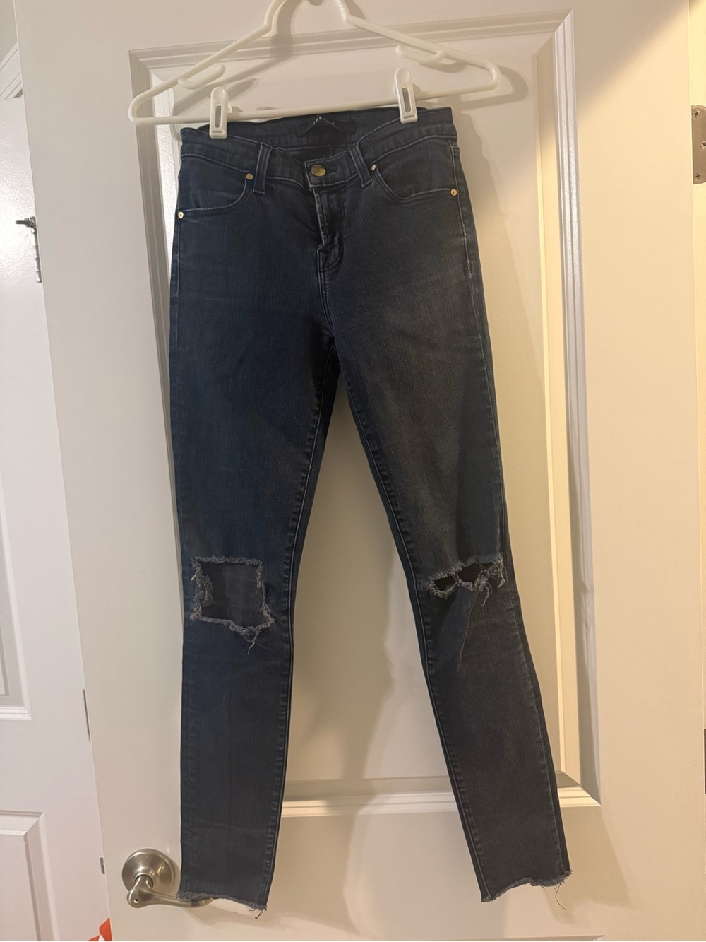 J Brand Dark Blue Distressed Skinny Jeans